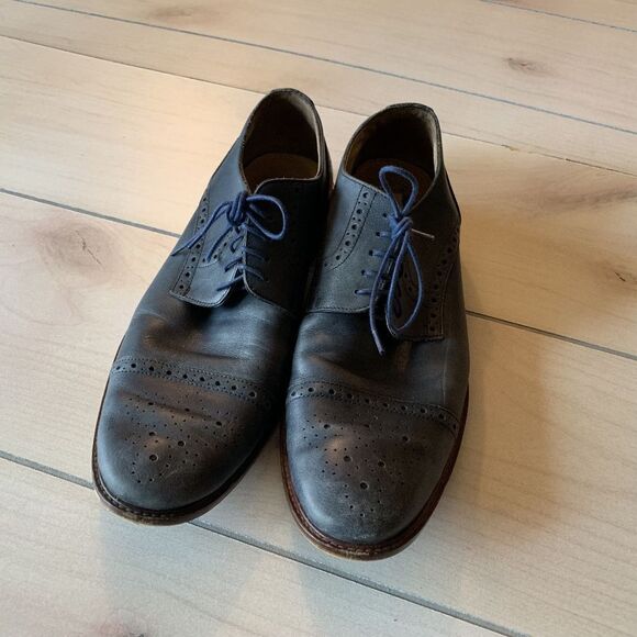 mens 11 Joseph abboud blue genuine leather Oxford - Picture 1 of 7